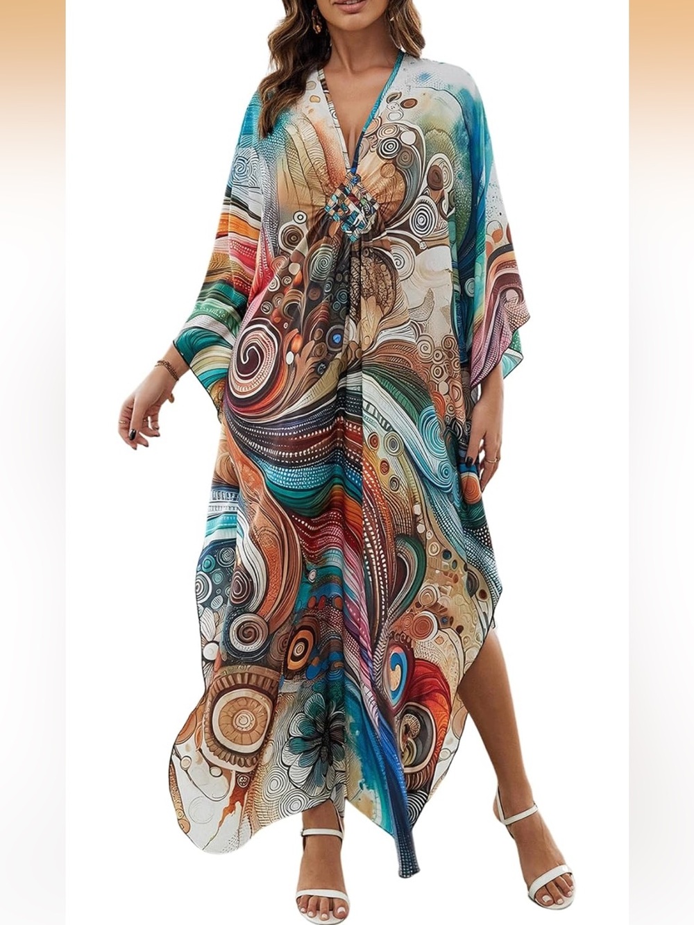 Colorful Abstract Maxi Kaftan Dress